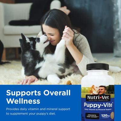 Tabletas multivitamínicas masticables Puppy-Vite para perros, 60 comprimidos