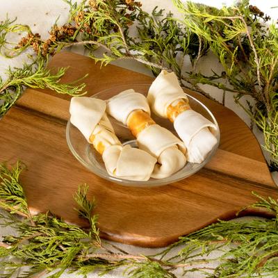 Twistedz 4 to 5-inch Beefhide Bones with Chicken Flavored Wrap Dog Hard Chews, 3 count