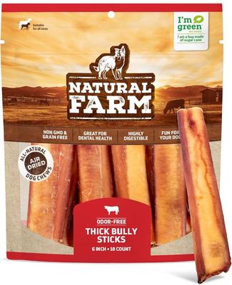 Thick Beef Bully Sticks Dog Treats, 6-in, 5 count