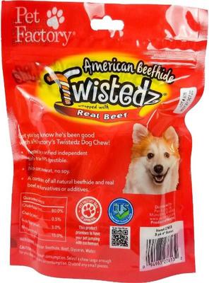 Twistedz 4 to 5-inch Beefhide Bones with Beef Flavored Wrap Dog Hard Chews, 3 count