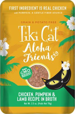 Aloha Friends Chicken, Pumpkin & Beef Recipe in Broth Grain-Free Wet Cat Food, 2.5-oz pouch, case of 12