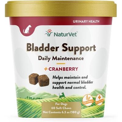 NaturVet, Bladder Support Soft Chews, control urinario con arándano, sabor tocino y pollo, 60 masticables