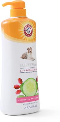 Champú y acondicionador desenredante para perros Ultra Fresh 2 en 1 con dosificador, tamaño económico, botella de 24 onzas líquidas