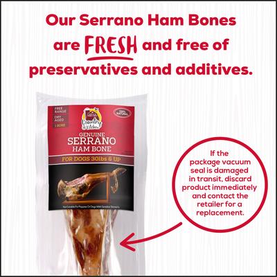 CK Serrano Half Ham Bone Dog Natural Chew Treats, 2 count