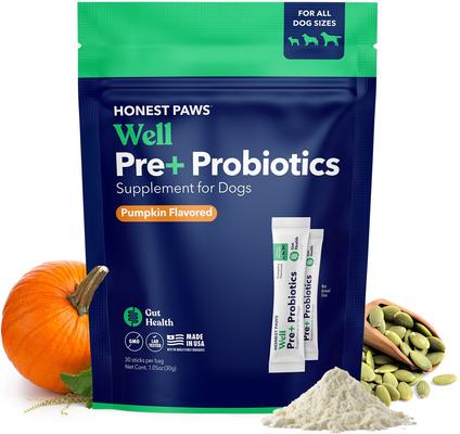 Well Pre+ Probiotics Pumpkin Flavored Powder Digestive Support Supplement for Dogs, 30 count