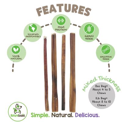 Palitos masticables para perros Beef Bully Sticks de 11 a 12 pulgadas, bolsa de 8 oz