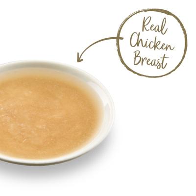 Caldo de pollo con caldo de hueso de pechuga de pollo, aderezo húmedo para comida para gatos, bolsa de 3 oz, 12 unidades