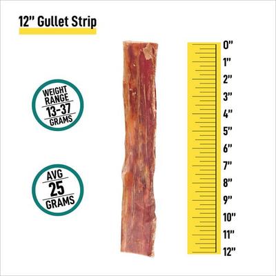 Gullet Flats - Masticables para perros con sabor a carne de res de 12 pulgadas, 12 unidades