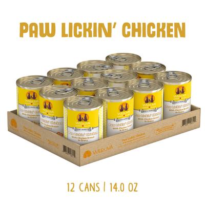 Comida enlatada para perros Paw Lickin' Chicken in Gravy sin cereales, 14 oz, caja de 12