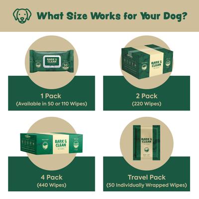 On-the-Go Individually Wrapped Bamboo Wipes with Aloe, Shea Butter & Coconut Oil Light Lavender Scent Dog & Cat Grooming Wipes, 50 count