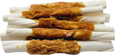 Golosina de cuero crudo envuelta en pollo para perros de 5 pulgadas, 24 unidades