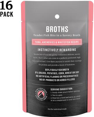 Landmark Broths Tuna, Anchovies & Whitefish Recipe Wet Cat Food Complement Pouches, 1.4-oz case of 16