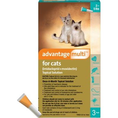 Solución tópica para gatos y hurones, 2,3-4 kg (caja naranja), 12 dosis (suministro para 12 meses)