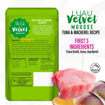 Luau Velvet Mousse Tuna & Mackerel Grain-Free Wet Cat Food, 2.8-oz pouch, case of 12