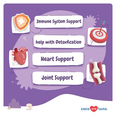 Complejo de hongos Coco y Luna, suplemento masticable suave para el sistema inmunitario de perros, 90 unidades