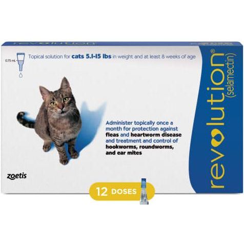 Solución tópica para gatos, 15.1-22 lbs, (caja gris topo), 6 dosis (suministro para 6 meses)
