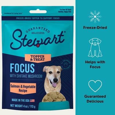Focus with Shiitake Mushroom, Salmon & Vegetable Recipe Limited-Ingredient Adult, Freeze-Dried Dog Treats, 4-oz pouch