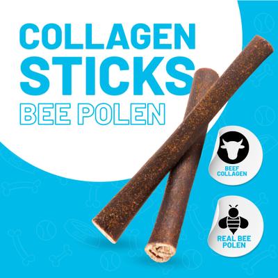 Golosinas masticables naturales para perros con sabor a polen de abeja y colágeno de 6 pulgadas, 6 unidades