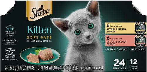 Perfect Portions Kitten Turkey Entree Pate Wet Cat Food, 2.6-oz twin-pack tray, case of 24