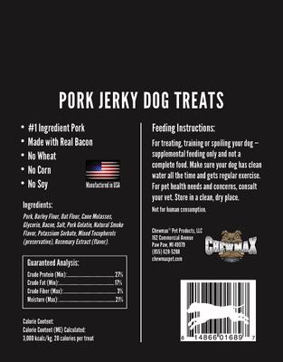 Premios masticables naturales de carne seca de cerdo para perros, bolsa de 5 oz