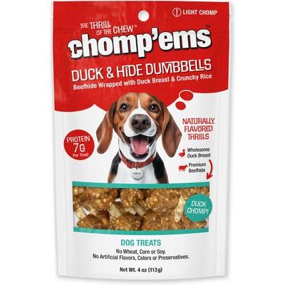 Golosinas para perros con sabor a cecina Duck & Rice Dumbbells, bolsa de 4 oz, paquete de 2