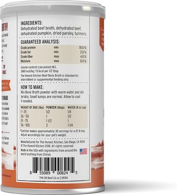 Daily Boosters Beef Bone Broth with Turmeric for Dogs, 3.6-oz jar