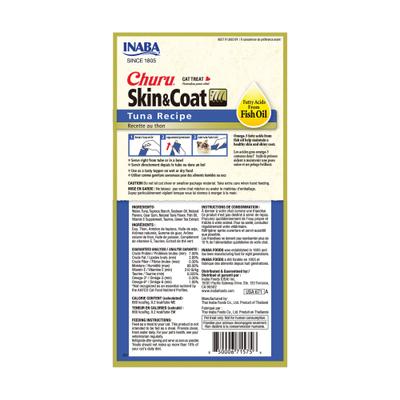 Churu Grain-Free Skin & Coat Tuna Recipe Lickable Cat Treat, 24 count