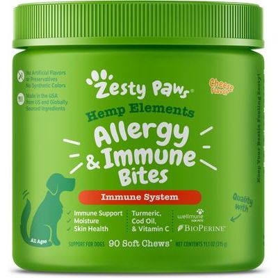 Hemp Elements Allergy & Immune, Suplemento soporte Immune sabor Queso, Perros. 90 chews