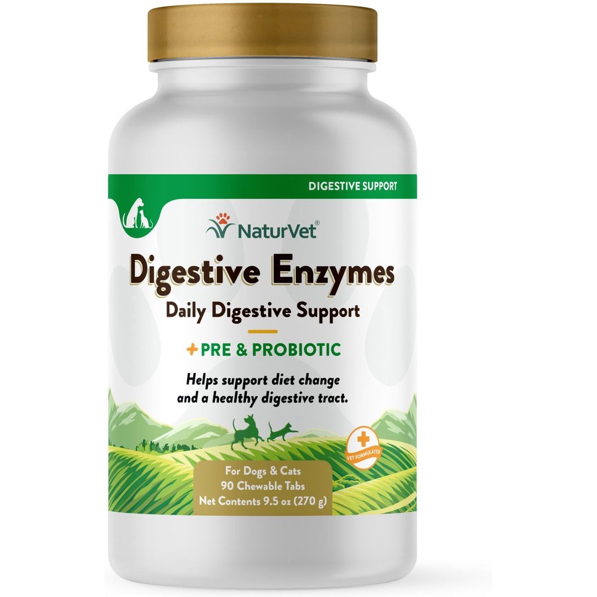 NaturVet Digestive Enzymes Chewable Tablets 90 tabletas sabor tocino ahumado