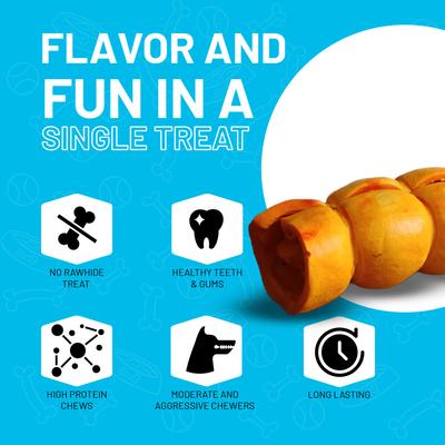 5-6" Beef Cheek Roll Peanut Butter Flavored Hard Chew Dog Treats, 4 Count