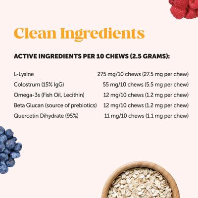 Dual Texture Chicken Flavored Immune Support Lysine Chews for Cats, 3.7-oz pouch