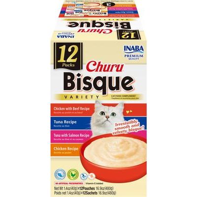 Galletas para lamer con variedad de atún Churu Bisque para gatos, bolsa de 1.4 oz, 12 unidades