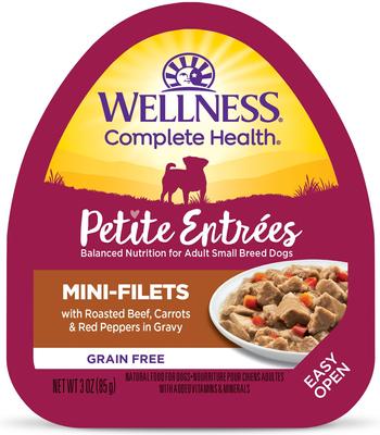 Complete Health Petite Entrees Adult Small Breed Grain-Free Chicken, Carrots & Red Peppers Mini-Filets Wet Dog Food, 3-oz cup, case of 12