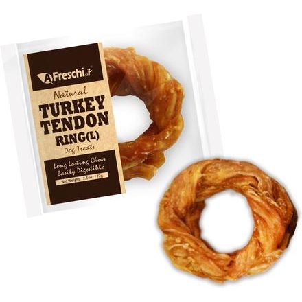 Anillo de tendón de pavo natural, premios masticables naturales para perros, grandes, 10 unidades