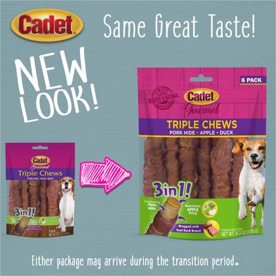 Gourmet Triple Chew Twists Masticables para perros con sabor a manzana y pato, 6 unidades