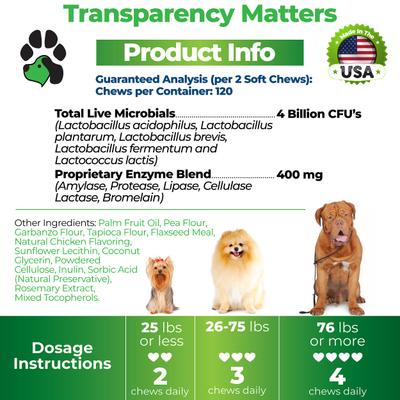 Tummy Treats Advanced Probiotic Natural Chicken Flavor Soft Chews Dog Supplement, 120 count