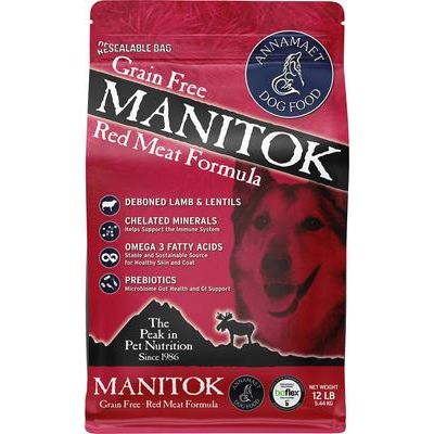 Alimento seco para perros Manitok Red Meat Formula sin cereales, bolsa de 25 lb
