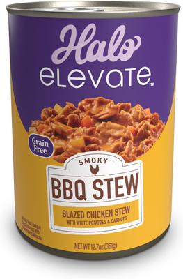 Elevate Smoky BBQ Shredded Chicken Stew with Sweet Potatoes & Green Beans Grain-Free Wet Dog Food, 12.7-oz can, case of 6