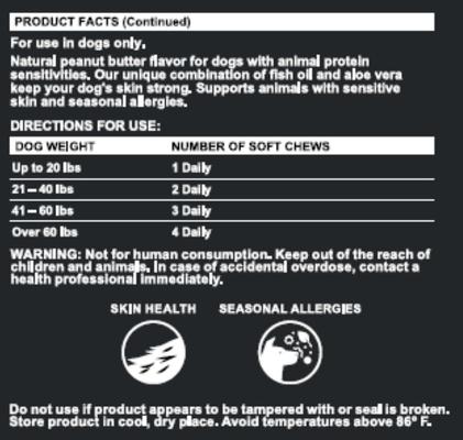 Peanut Butter Flavored Skin Health & Allergy Supplement for Dogs, 90 count