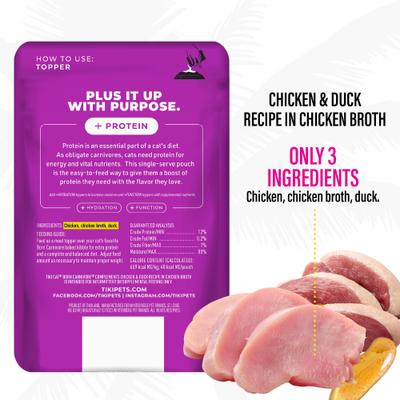 Born Carnivore Complements Chicken & Duck Recipe in Chicken Broth Grain-Free Wet Cat Food Topper, bolsa de 2.1 oz, caja de 12
