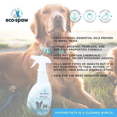 Spray antipulgas y garrapatas sin perfume para perros y gatos, botella de 24 onzas líquidas