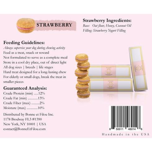 Golosinas para perros con sabor a fresa, macarrones franceses de lujo, 18 unidades