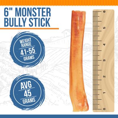 Monster Bully Sticks - Golosinas para perros (6 pulgadas, 3 unidades)