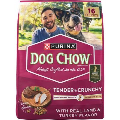 Alimento seco para perros Purina Dog Chow Tender & Crunchy Adult con sabor a cordero y pavo real, bolsa de 30 lb