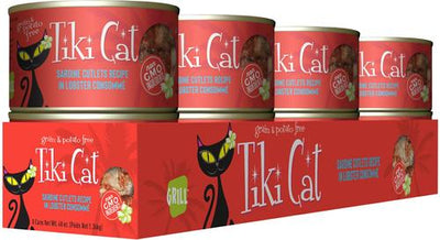 Filetes de sardina a la parrilla en consomé de langosta, alimento enlatado sin cereales para gatos, 6 oz, caja de 8