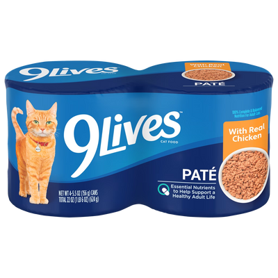 9Lives Paté con pollo, 156 g × 4 latas, empaque oficial
