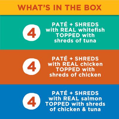 Pate Toppers Seafood & Poultry Variety Pack Cat Food, 2.75-oz cup, case of 12