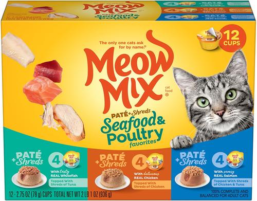 Pate Toppers Seafood & Poultry Variety Pack Cat Food, 2.75-oz cup, case of 12