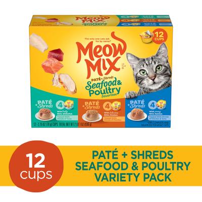 Pate Toppers Seafood & Poultry Variety Pack Cat Food, 2.75-oz cup, case of 12