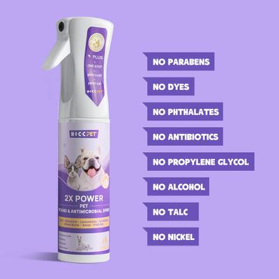 Bundle: HICC PET Deodorizing Glove Wipes, 20 count + 2X Power Wound & Antimicrobial Cat & Dog Skin Treatment Spray, 10.1-oz bottle